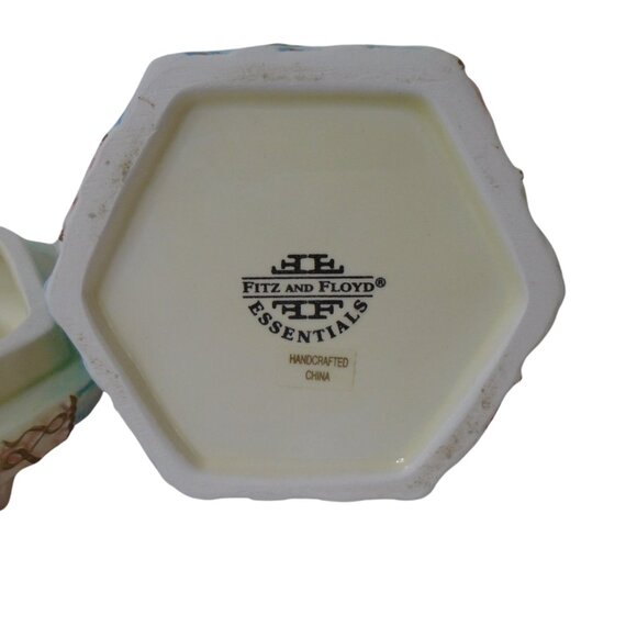 Vintage Fitz And Floyds Hexagonal Keepsake Trinket Box Ceramic Gift Box Floral - Picture 11 of 11